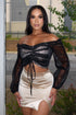 Danielle Off Shoulder Mesh Top Top EDGE Small Black